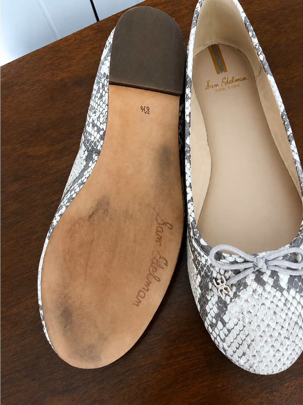 Sam Edelman Women's Neutral Snake-Print Ballet Flats - Picture 3 of 5